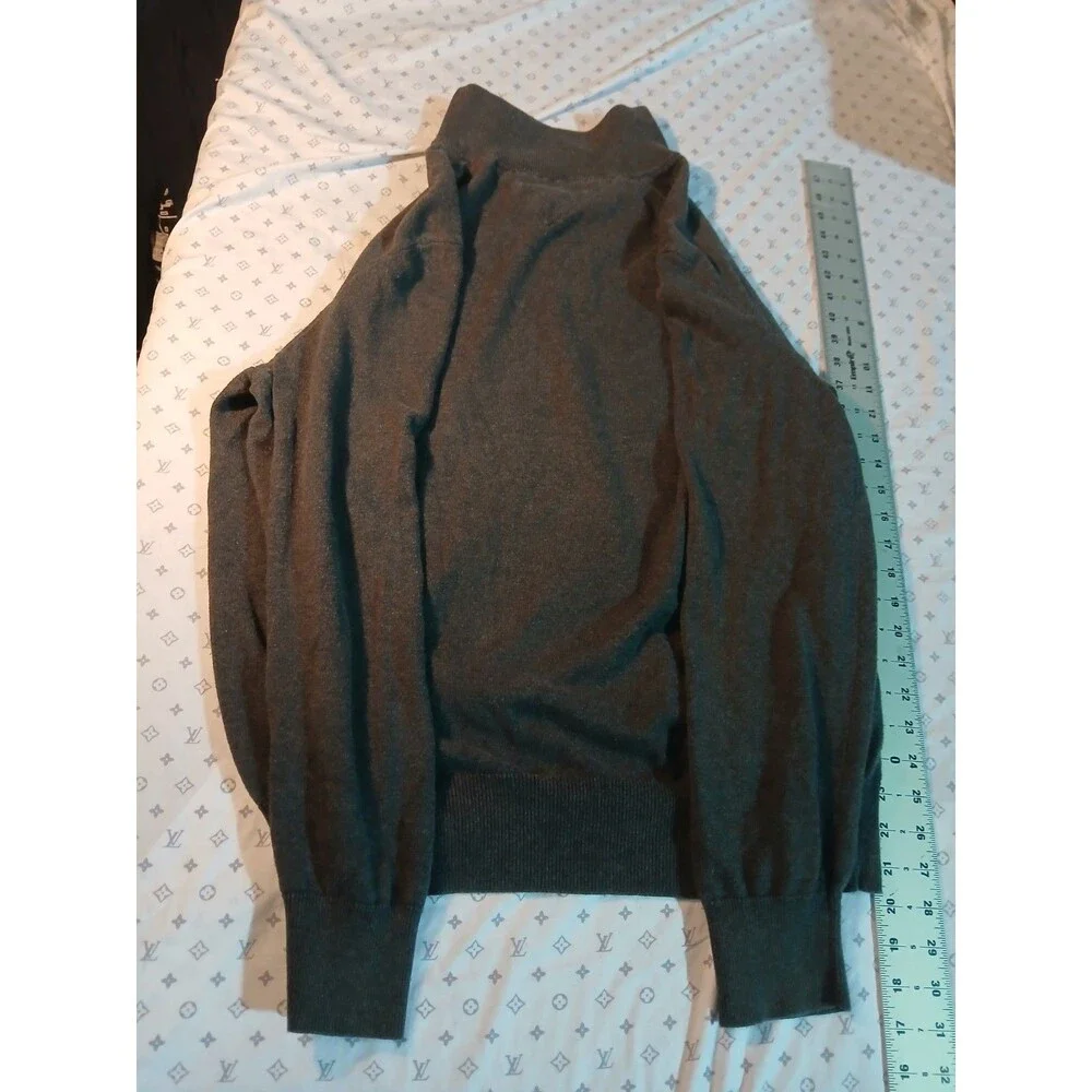 Tommy Hilfiger Sweater Mens L Gray Half Zip Pullover Flag Logo Knit Mock Neck